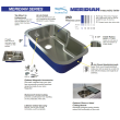 Transolid Meridian 33in x 22in 16 Gauge Drop-in Double Bowl Kitchen Sink with ML2 Faucet Holes