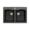 Transolid Aversa Granite 33-in Drop-In Kitchen Sink Kit with Faucet, Grids, Strainers and Drain Installation Kit in Black