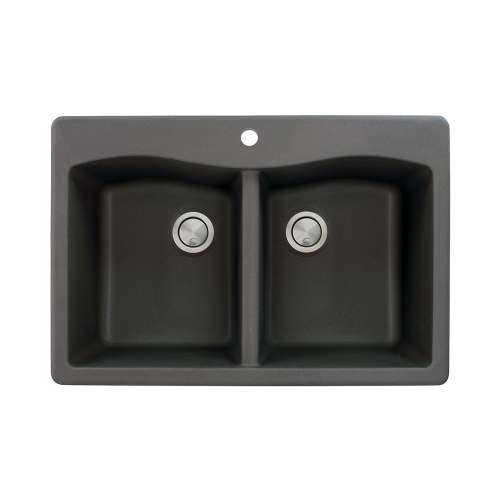 Transolid Aversa Granite 33-in Drop-In Kitchen Sink Kit with Faucet, Grids, Strainers and Drain Installation Kit in Black