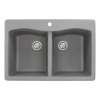 Transolid Aversa Granite 33-in Drop-In Kitchen Sink Kit with Faucet, Grids, Strainers and Drain Installation Kit in Grey