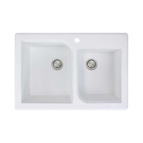 Transolid Radius Granite 33-in Drop-In Kitchen Sink Kit with Grids, Strainers and Drain Installation Kit