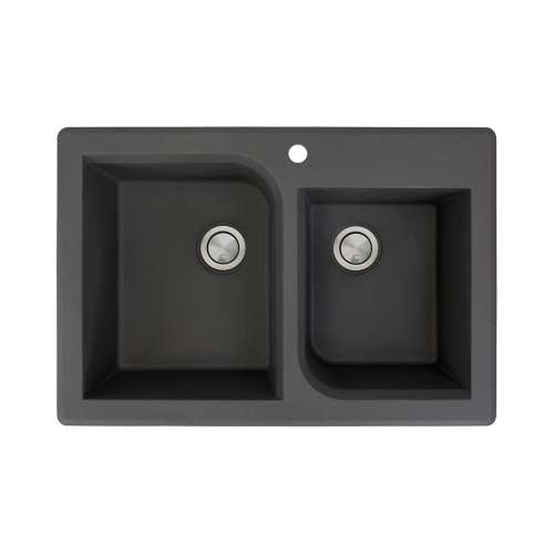 Transolid Radius Granite 33-in Drop-In Kitchen Sink Kit with Grids, Strainers and Drain Installation Kit in Black