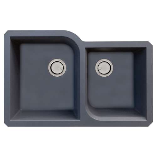 Transolid Radius Granite 31-in Undermount Kitchen Sink Kit with Grids, Strainers and Drain Installation Kit in Grey