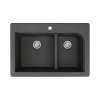 Transolid Radius Granite 33-in Drop-In Kitchen Sink Kit with Grids, Strainers and Drain Installation Kit in Black