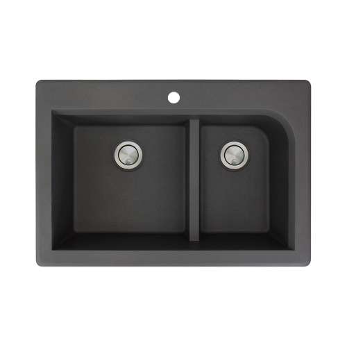 Transolid Radius Granite 33-in Drop-In Kitchen Sink Kit with Grids, Strainers and Drain Installation Kit in Black