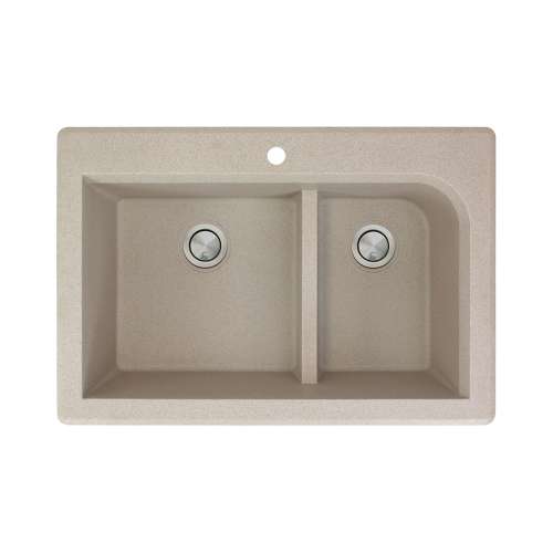 Transolid Radius Granite 33-in Drop-In Kitchen Sink Kit with Grids, Strainers and Drain Installation Kit in Cafe Latte