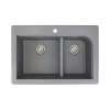 Transolid Radius Granite 33-in Drop-In Kitchen Sink Kit with Grids, Strainers and Drain Installation Kit in Grey