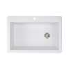 Transolid Radius Granite 33-in Drop-In Kitchen Sink Kit with Grids, Strainers and Drain Installation Kit in White