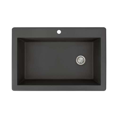 Transolid Radius Granite 33-in Drop-In Kitchen Sink Kit with Grids, Strainers and Drain Installation Kit in Black