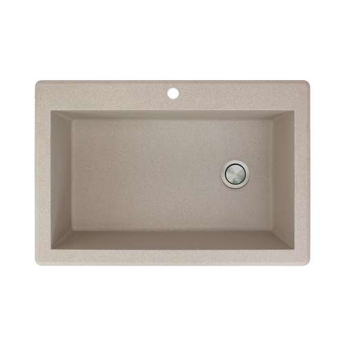 Transolid Radius Granite 33-in Drop-In Kitchen Sink Kit with Grids, Strainers and Drain Installation Kit in Cafe Latte