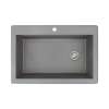 Transolid Radius Granite 33-in Drop-In Kitchen Sink Kit with Grids, Strainers and Drain Installation Kit in Grey