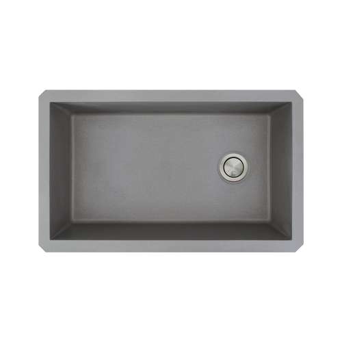 Transolid Radius Granite 31-in Undermount Kitchen Sink Kit with Faucet, Grids, Strainers and Drain Installation Kit in Grey