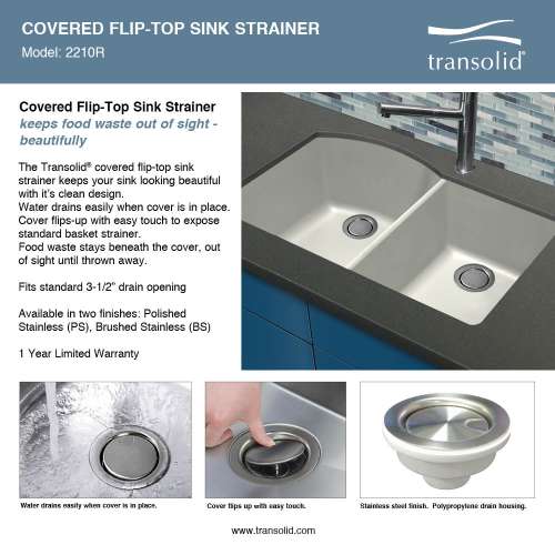 Transolid 3.5-in Covered Flip-Top Sink Strainer