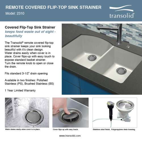 Transolid  3.5-in Remote Controlled Flip-Top Strainer