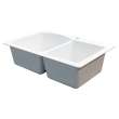 Transolid Aversa 33in x 22in silQ Granite Drop-in Double Bowl Kitchen Sink with 2 BE Faucet Holes, In White
