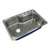 Transolid Meridian 33in x 22in 16 Gauge Offset Super Drop-in Single Bowl Kitchen Sink with 4 Faucet Holes