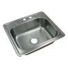 Transolid Classic 25in x 22in 18 Gauge Drop-in Single Bowl Kitchen Sink with MR2 Faucet Holes