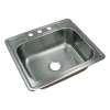Transolid Classic 25in x 22in 18 Gauge Drop-in Single Bowl Kitchen Sink with 3 Faucet Holes