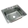 Transolid Classic 25in x 22in 18 Gauge Drop-in Single Bowl Kitchen Sink with 4 Faucet Holes