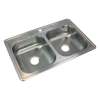 Transolid Select 33in x 22in 22 Gauge Drop-in Double Bowl Kitchen Sink with 1 Faucet Hole