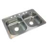Transolid Select 33in x 22in 22 Gauge Drop-in Double Bowl Kitchen Sink with 5 Faucet Holes