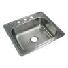 Transolid Select 25in x 22in 20 Gauge Drop-in Single Bowl Kitchen Sink with 3 Faucet Holes