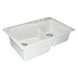 Transolid Aversa SilQ Granite 33-in. Drop-in Kitchen Sink with 4 BACD Faucet Holes in White