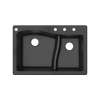 Transolid Aversa SilQ Granite 33-in. Drop-in Kitchen Sink with 4 BACD Faucet Holes in Black