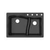 Transolid Aversa SilQ Granite 33-in. Drop-in Kitchen Sink with 4 BCDE Faucet Holes in Black