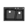 Transolid Aversa SilQ Granite 33-in. Drop-in Kitchen Sink with 3 BCE Faucet Holes in Black