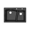 Transolid Aversa SilQ Granite 33-in. Drop-in Kitchen Sink with 2 BD Faucet Holes in Black