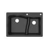 Transolid Aversa SilQ Granite 33-in. Drop-in Kitchen Sink with 2 BE Faucet Holes in Black