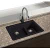 Transolid Aversa SilQ Granite 33-in. Drop-in Kitchen Sink with 1 B Faucet Hole in Black