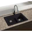 Transolid Aversa SilQ Granite 33-in. Drop-in Kitchen Sink with 2 BA Faucet Holes in Black