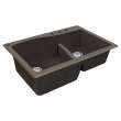 Transolid Aversa SilQ Granite 33-in. Drop-in Kitchen Sink with 4 BACD Faucet Holes in Espresso