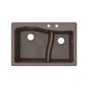 Transolid Aversa SilQ Granite 33-in. Drop-in Kitchen Sink with 2 BC Faucet Holes in Espresso