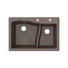 Transolid Aversa SilQ Granite 33-in. Drop-in Kitchen Sink with 2 BD Faucet Holes in Espresso