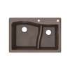 Transolid Aversa SilQ Granite 33-in. Drop-in Kitchen Sink with 2 BE Faucet Holes in Espresso