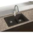 Transolid Aversa SilQ Granite 33-in. Drop-in Kitchen Sink with 3 BCE Faucet Holes in Espresso