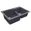 Transolid Aversa SilQ Granite 33-in. Drop-in Kitchen Sink with 4 BADE Faucet Holes in Grey