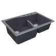 Transolid Aversa SilQ Granite 33-in. Drop-in Kitchen Sink with 3 BCD Faucet Holes in Grey