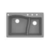 Transolid Aversa SilQ Granite 33-in. Drop-in Kitchen Sink with 4 BACD Faucet Holes in Grey