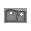 Transolid Aversa SilQ Granite 33-in. Drop-in Kitchen Sink with 4 BACE Faucet Holes in Grey