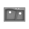 Transolid Aversa SilQ Granite 33-in. Drop-in Kitchen Sink with 2 BC Faucet Holes in Grey