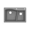 Transolid Aversa SilQ Granite 33-in. Drop-in Kitchen Sink with 2 BE Faucet Holes in Grey