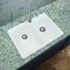 Transolid Aversa Granite 33-in Drop-In Kitchen Sink Kit with Grids, Strainers and Drain Installation Kit in White
