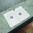 Transolid Aversa Granite 33-in Drop-In Kitchen Sink Kit with Grids, Strainers and Drain Installation Kit in White