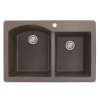 Transolid Aversa 33in x 22in silQ Granite Drop-in Double Bowl Kitchen Sink with 1 B Faucet Hole, In Espresso