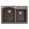 Transolid Aversa 33in x 22in silQ Granite Drop-in Double Bowl Kitchen Sink with 2 BA Faucet Holes, In Espresso