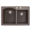 Transolid Aversa 33in x 22in silQ Granite Drop-in Double Bowl Kitchen Sink with 2 BC Faucet Holes, In Espresso